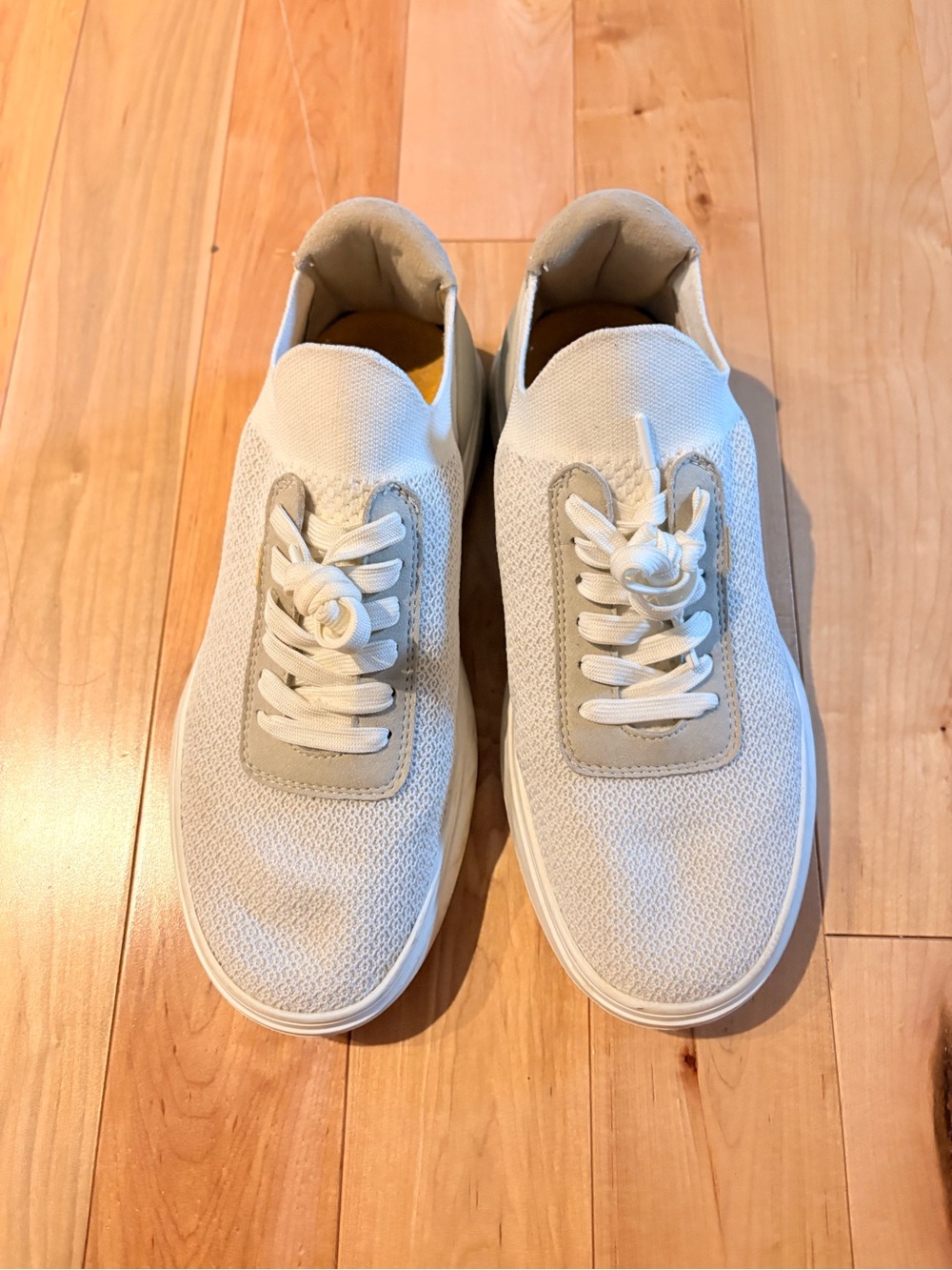 Casca Women's Athletic Knit Lace-Up Sneakers in Light Cream